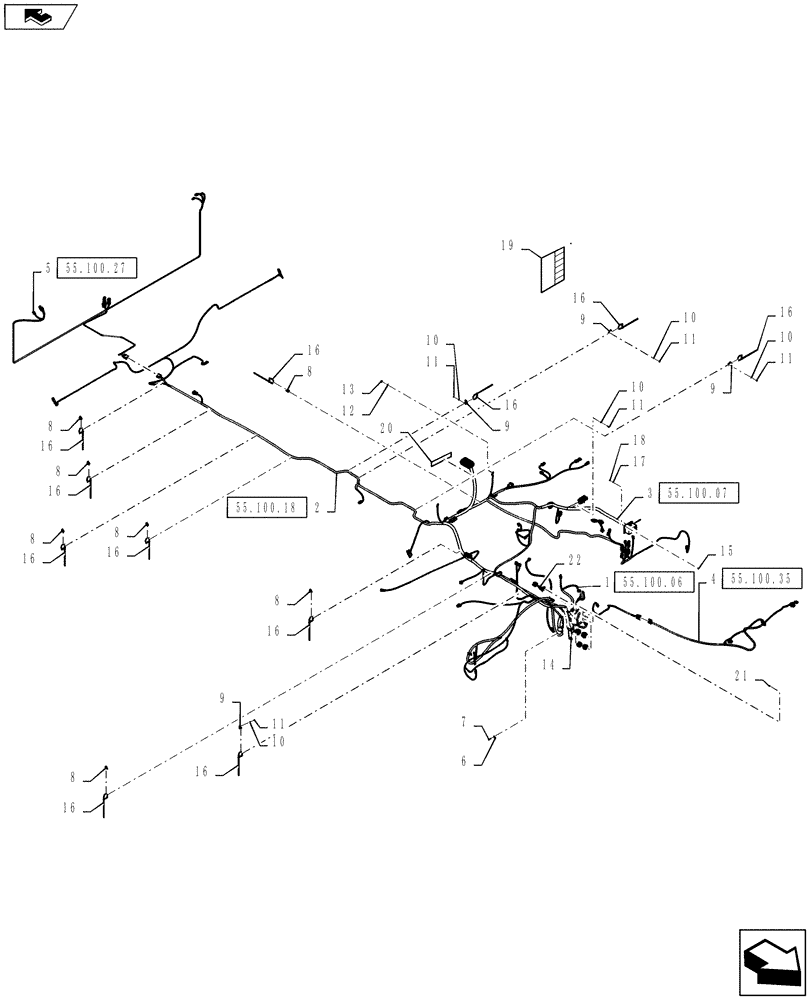 Схема запчастей Case IH TITAN 3530 - (55.100.17) - MAIN FRAME HARNESS LAYOUT (55) - ELECTRICAL SYSTEMS