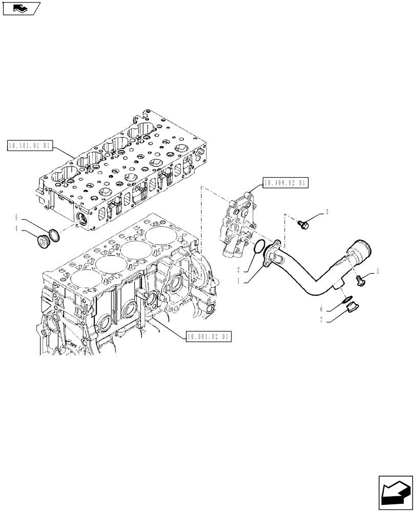 Схема запчастей Case IH FARMALL 65A - (10.408.02[03]) - HEAT EXCHANGER COOLANT TUBE (10) - ENGINE