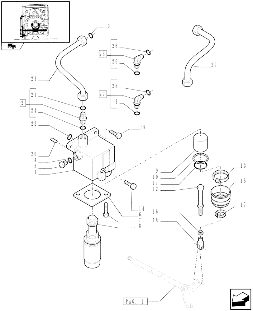 Схема запчастей Case IH PUMA 125 - (1.32.3[03]) - CREEPER FOR TRANSMISSION 16X16/17X6/18X6/19X6 - VALVE AND PIPES (VAR.332330-335330) (03) - TRANSMISSION