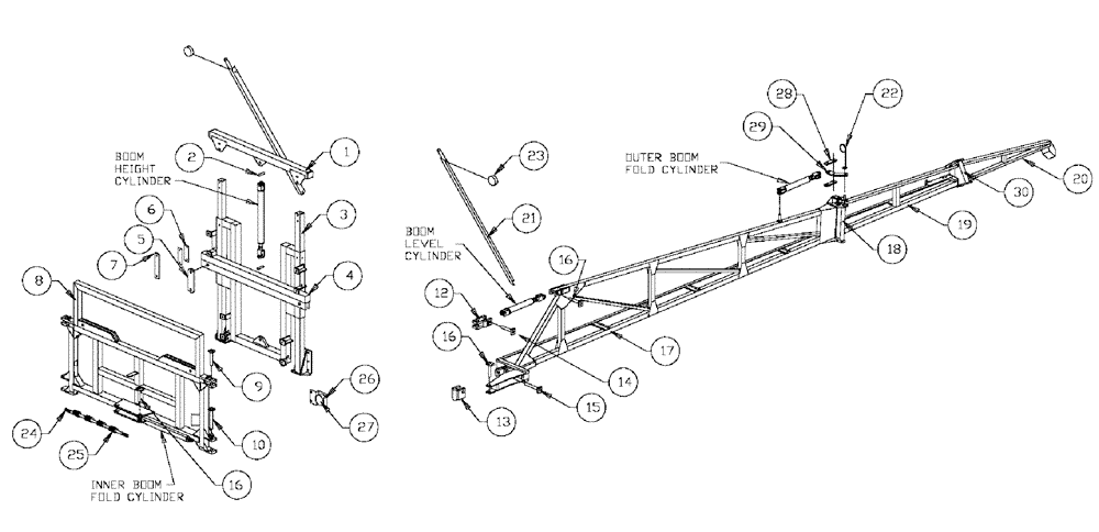Схема запчастей Case IH SPX2130 - (08-002) - BOOM ASSEMBLY - 24 METER (09) - BOOMS