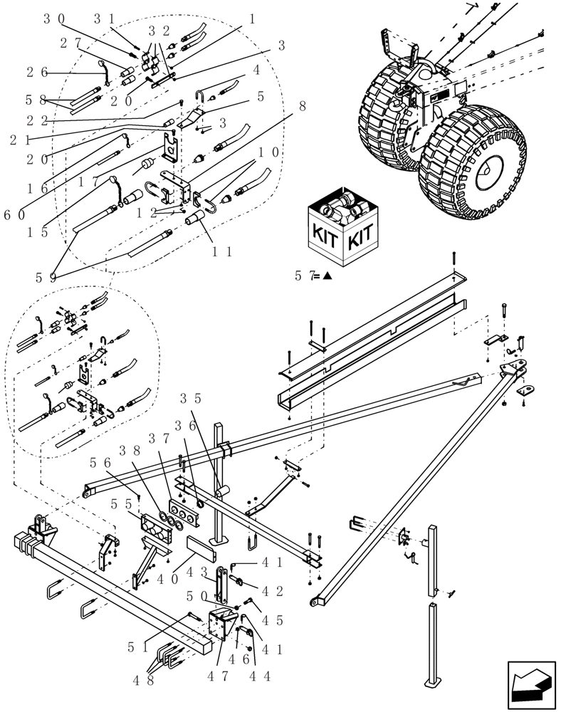 Схема запчастей Case IH ADX3360 - (F.10.D[09]) - TOW BEHIND FIELD HITCH (PART 2 OF 2) (BSN CBJ0004441) F - Frame Positioning