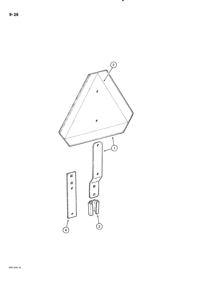 Схема запчастей Case IH 70 - (9-28) - SLOW MOVING VEHICLE EMBLEM (09) - CHASSIS