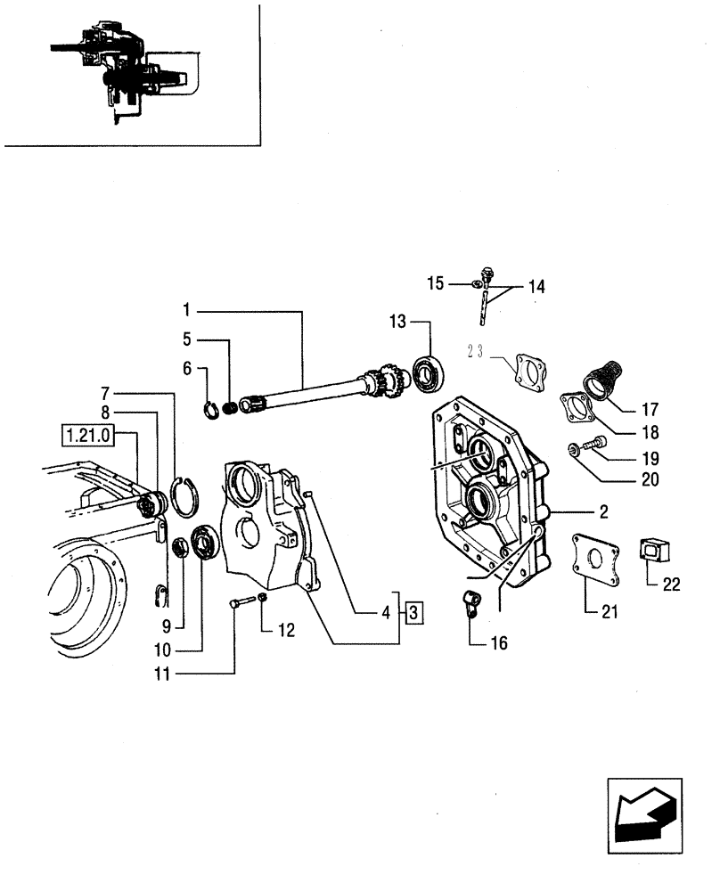 Схема запчастей Case IH JX95 - (1.80.1/03[01]) - VAR - 959 - 540 - 1000 RPM POWER TAKE OFF - SHAFT AND COVER (07) - HYDRAULIC SYSTEM