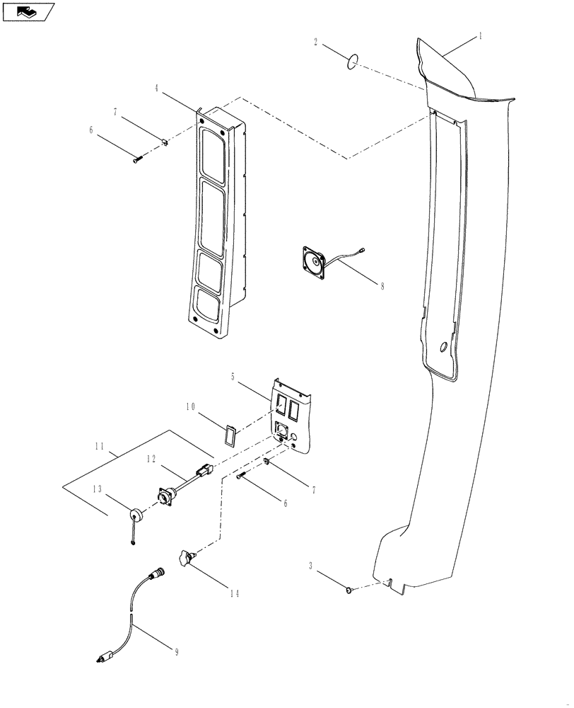 Схема запчастей Case IH MX210 - (04-13) - A-POST COVER - INSTRUMENT CLUSTER, ASN JAZ137282 (04) - ELECTRICAL SYSTEMS