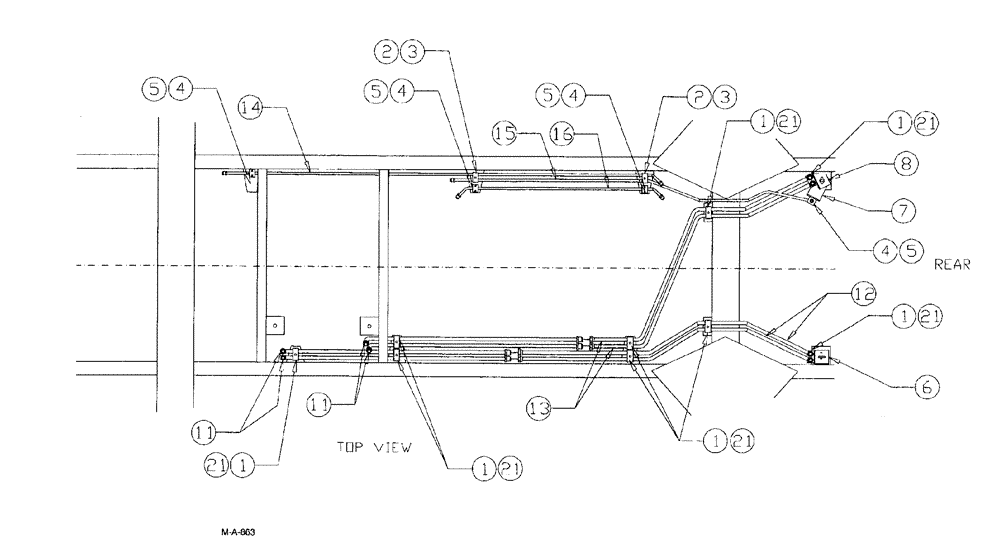 Схема запчастей Case IH SPX3150 - (148) - HYDRAULIC PLUMBING, STEEL HYDRAULIC TUBES AND CLAMPS (35) - HYDRAULIC SYSTEMS