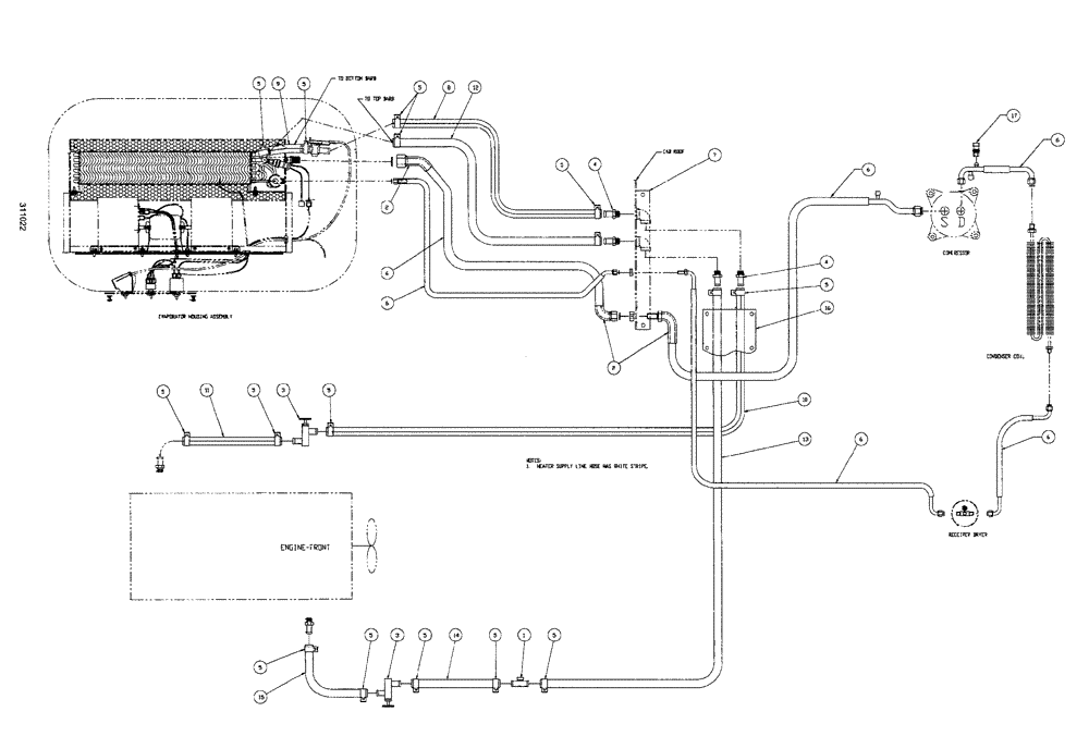 Схема запчастей Case IH SPX3150 - (020) - CAB EXTERIOR, A/C HOSE PACKAGE (90) - PLATFORM, CAB, BODYWORK AND DECALS