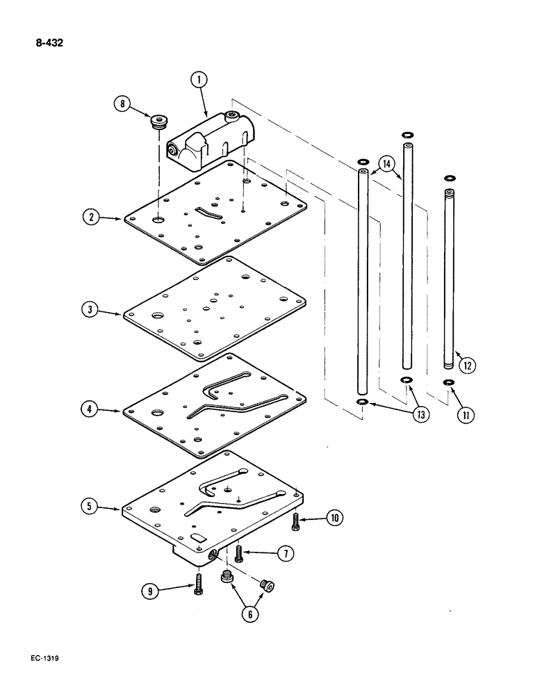 Схема запчастей Case IH 585 - (8-432) - REGULATOR VALVE AND PLATE, FORWARD AND REVERSE, P.I.N. 18001 AND AFTER (08) - HYDRAULICS