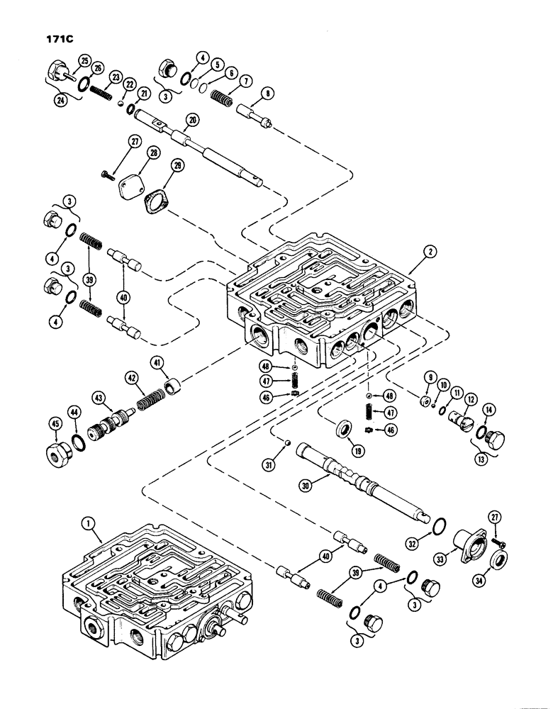 Схема запчастей Case IH 770 - (171C) - A59070 TRANSMISSION CONTROL VALVE, POWER SHIFT, USED PRIOR TO TRANS. SER. NO. 2359227 (06) - POWER TRAIN