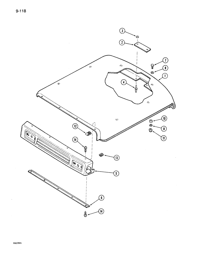 Схема запчастей Case IH 7140 - (9-118) - FOUR POST ROPS ROOF CAP (09) - CHASSIS/ATTACHMENTS