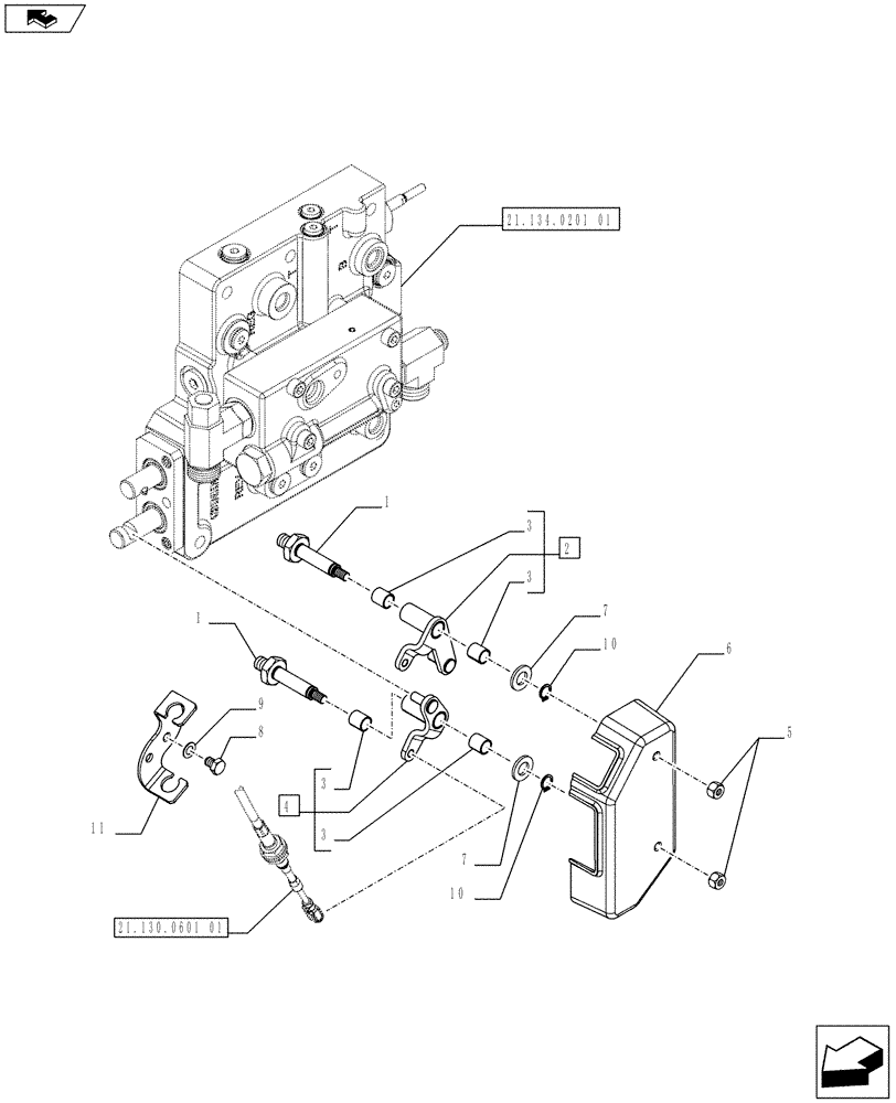Схема запчастей Case IH FARMALL 65C - (21.134.0101) - HYDRAULIC GEAR BOX CONTROLS (POWER SHUTTLE) - JUNCTION BOX (VAR.334068-332069 / 743557) (21) - TRANSMISSION