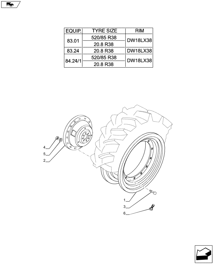 Схема запчастей Case IH PUMA 200 - (44.520.01[12]) - REAR WHEELS (44) - WHEELS
