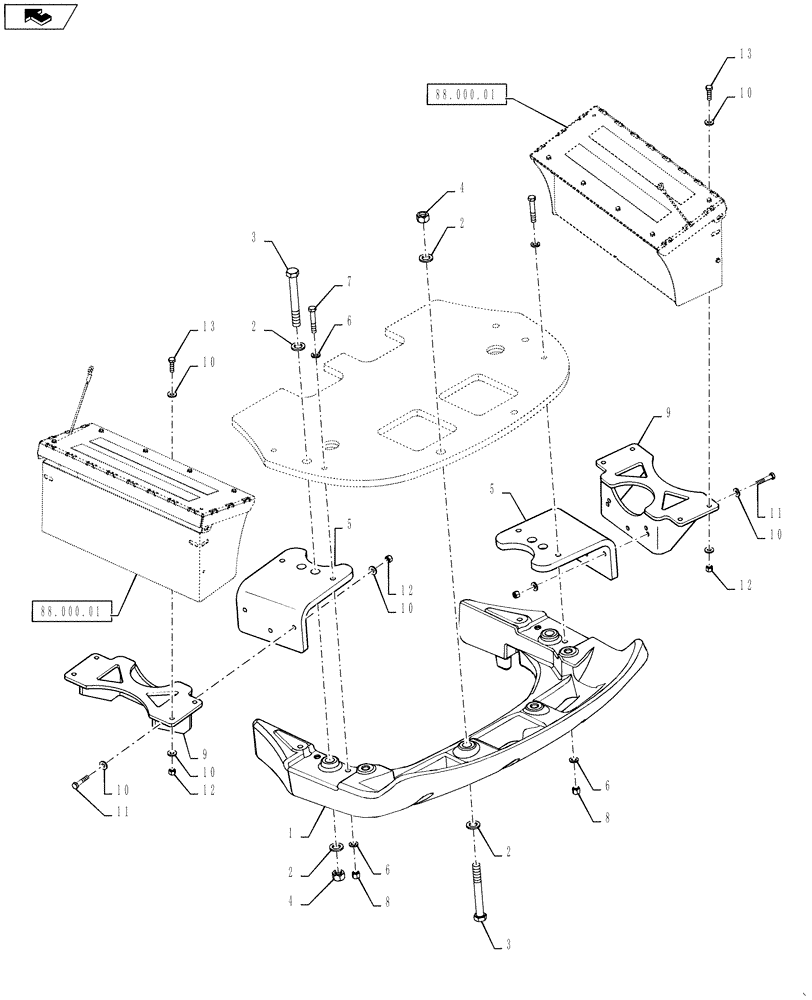 Схема запчастей Case IH QUADTRAC 500 - (37.140.03) - FRONT BUMPER (37) - HITCHES, DRAWBARS & IMPLEMENT COUPLINGS