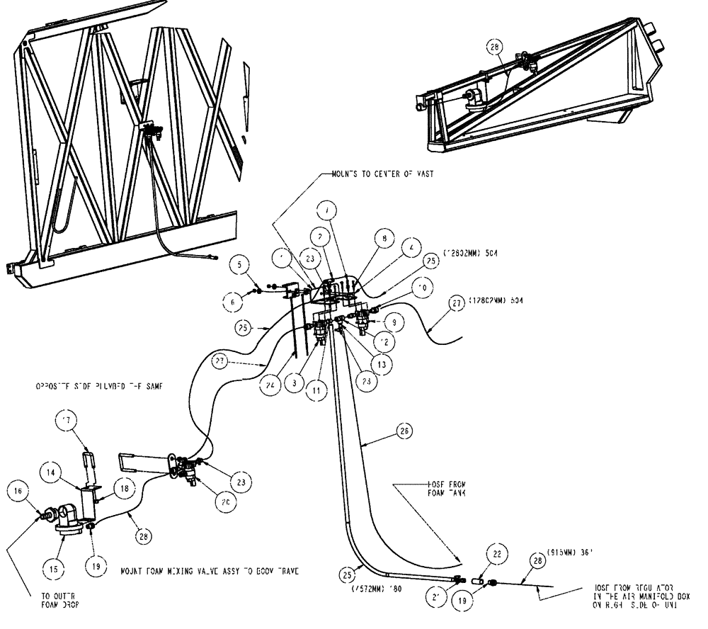 Схема запчастей Case IH 610 - (05-006) - FOAM DELIVERY, 70 BOOM Liquid Plumbing