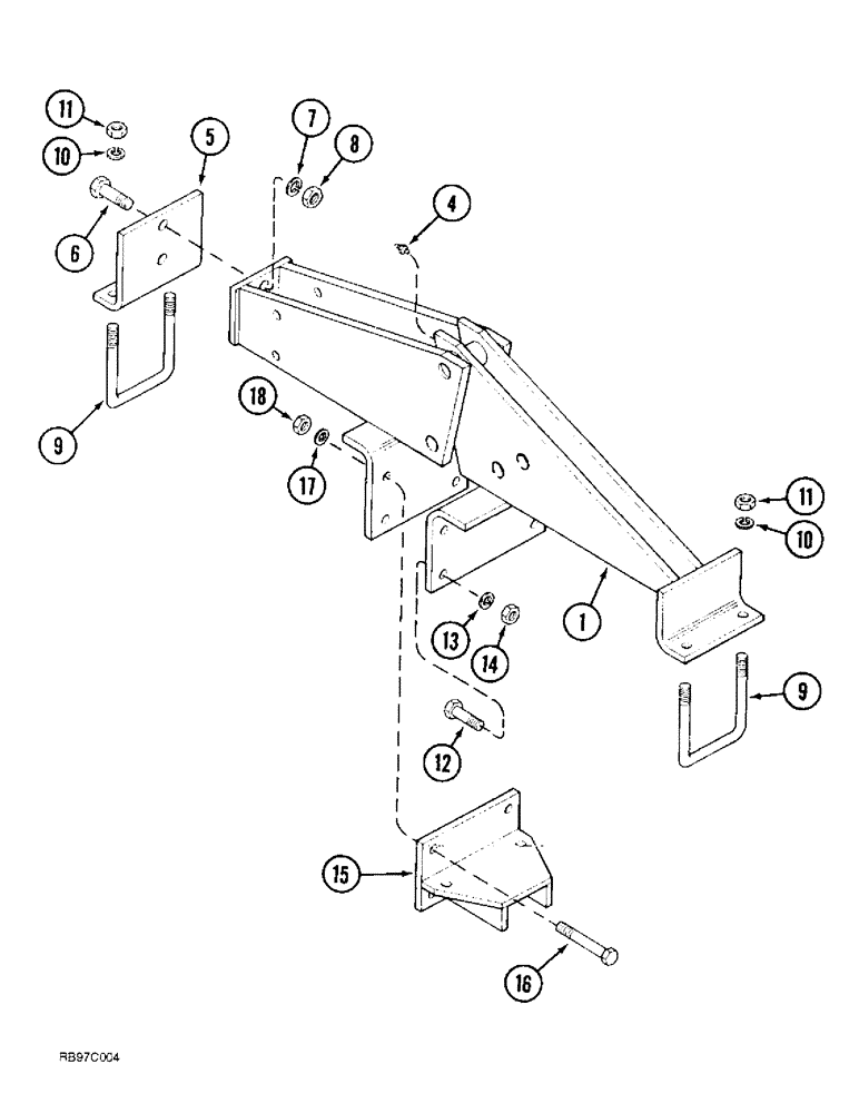 Схема запчастей Case IH 4300 - (9-056) - REAR SECONDARY WING LIFT HINGE, LOW TRANSPORT, DOUBLE FOLD, RIGID (09) - CHASSIS/ATTACHMENTS