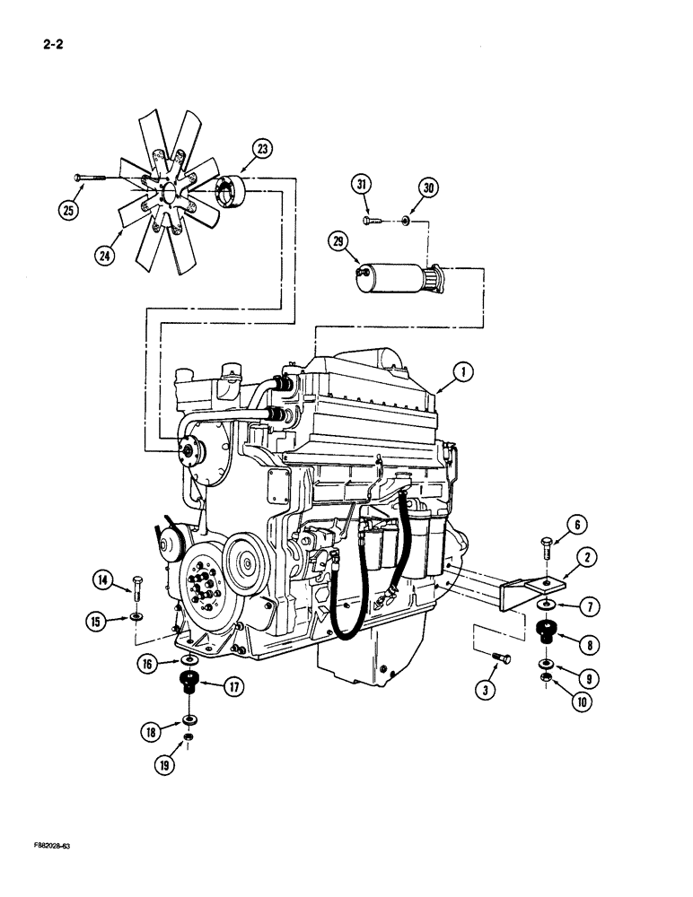 Схема запчастей Case IH 9190 - (2-02) - ENGINE MOUNTING (02) - ENGINE