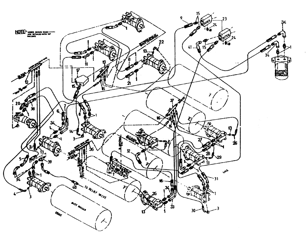 Схема запчастей Case IH 7000 - (B05-66A) - HYDRAULIC CIRCUIT, (BOTTOM ROLLERS - ROTARY CHOPPER/LEG Hydraulic Components & Circuits