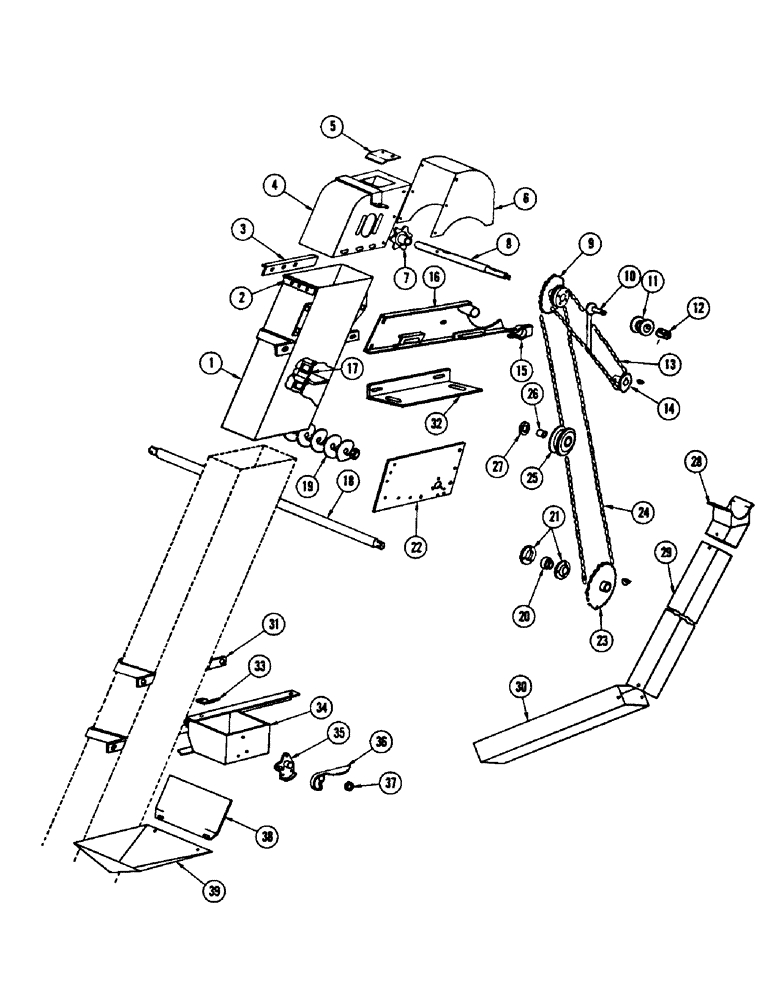 Схема запчастей Case IH 960 - (163A) - SCOURKLEEN ATTACHMENT ELEVATOR EXTENSION AND DRIVE GRAIN BIN COMBINE NUMBER 8358001 AND AFTER (88) - ACCESSORIES