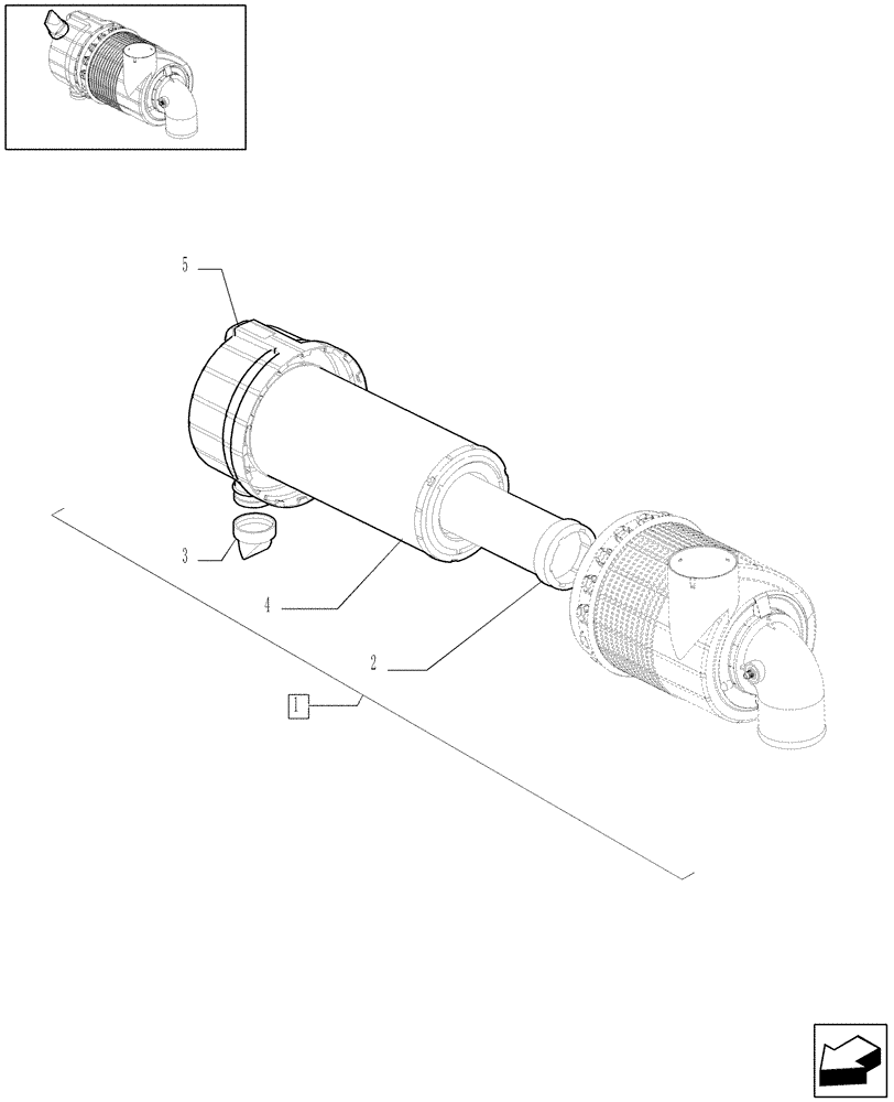 Схема запчастей Case IH JX1090U - (1.19.1[03]) - DRY AIR CLEANER (02) - ENGINE EQUIPMENT