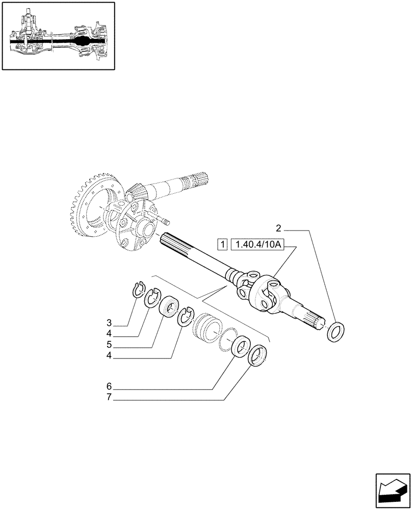 Схема запчастей Case IH JX1070C - (1.40.4/10[01]) - (VAR.324) STANDARD FRONT AXLE W/LOCK, DIFFER. MEC. W/FRONT BRAKE (40KM/H) - DIFFER. GEARS AND SHAFT (04) - FRONT AXLE & STEERING