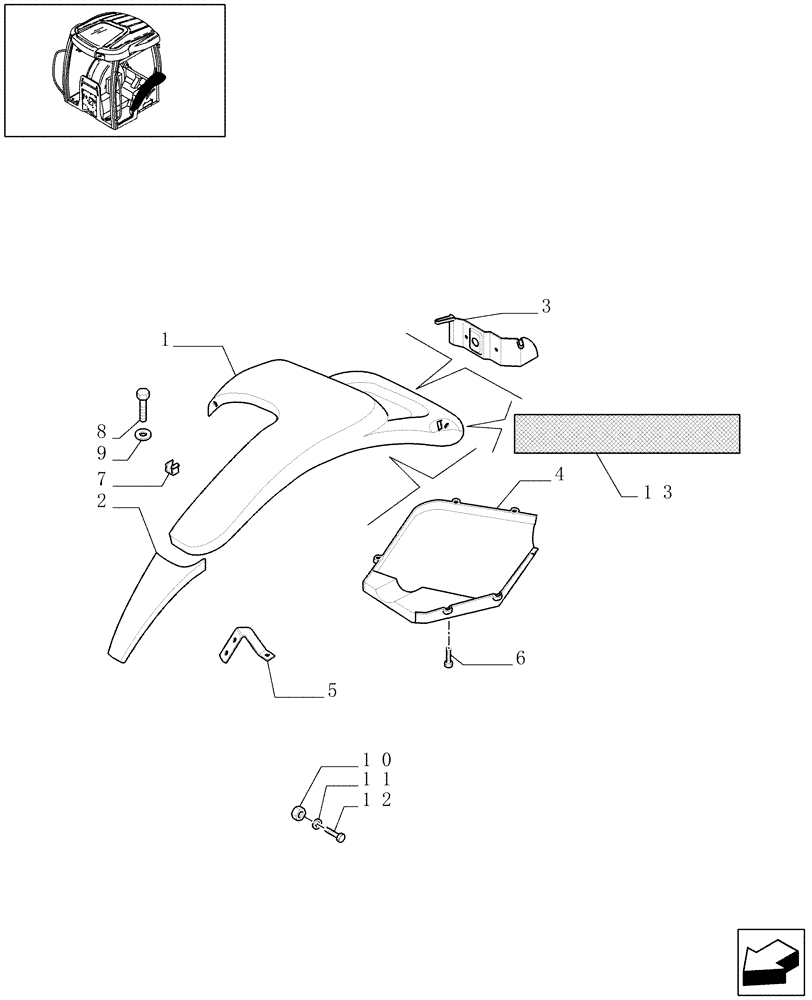 Схема запчастей Case IH MAXXUM 100 - (1.92.5[01]) - REAR FENDERS - W/CAB - C6722 (10) - OPERATORS PLATFORM/CAB
