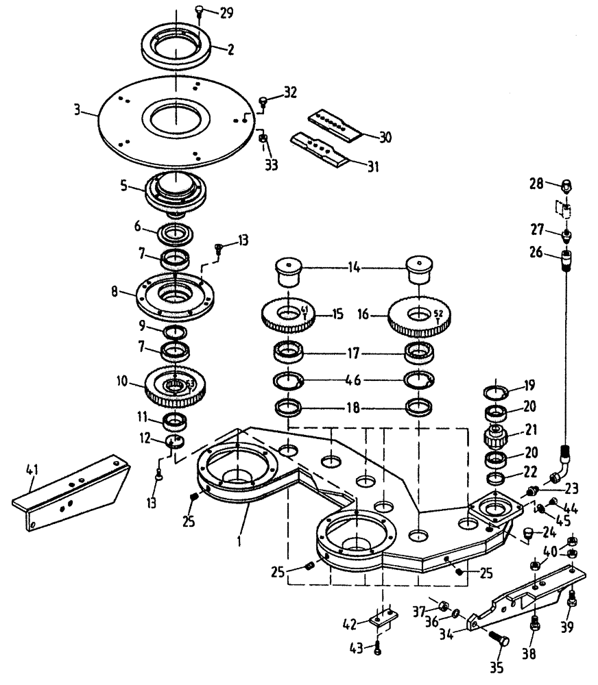 Схема запчастей Case IH 7700 - (A02[25A]) - GEARBOX UNDERSLUNG BASECUTTER Mainframe & Functioning Components