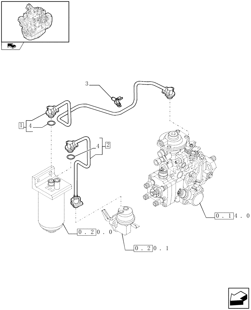 Схема запчастей Case IH F4GE9484K J601 - (0.20.3) - PIPING - FUEL  (504074184) 