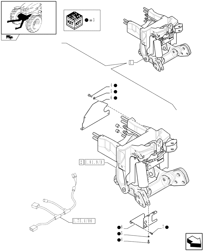 Схема запчастей Case IH PUMA 165 - (1.81.9/ F) - FRONT HPL FOR REAR REMOTES LESS PTO, LESS AUX. COUPLERS - LIFTER (07) - HYDRAULIC SYSTEM