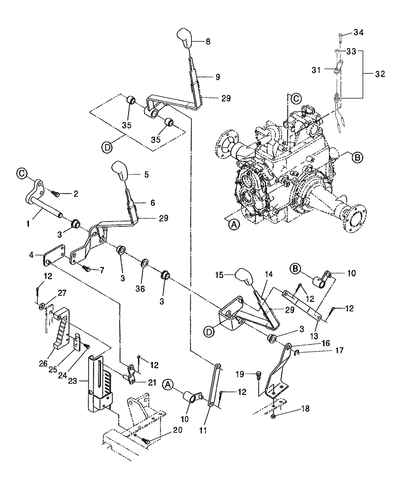 Схема запчастей Case IH DX18E - (03.11.02) - CONTROL LEVERS, LH (03) - TRANSMISSION