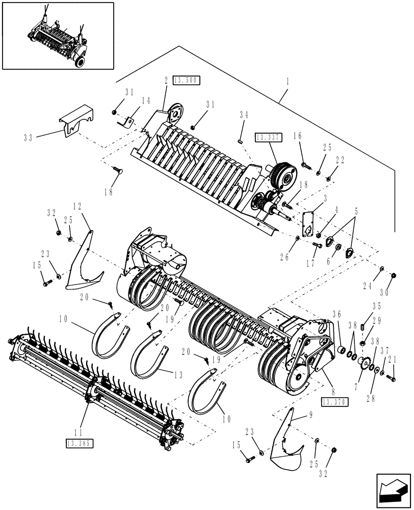 Схема запчастей Case IH RB464 - (13.336) - 1.8M DUAL CAM WIDE PICKUP & STUFFER FEEDER, EUROPE & R.O.W. (13) - FEEDER
