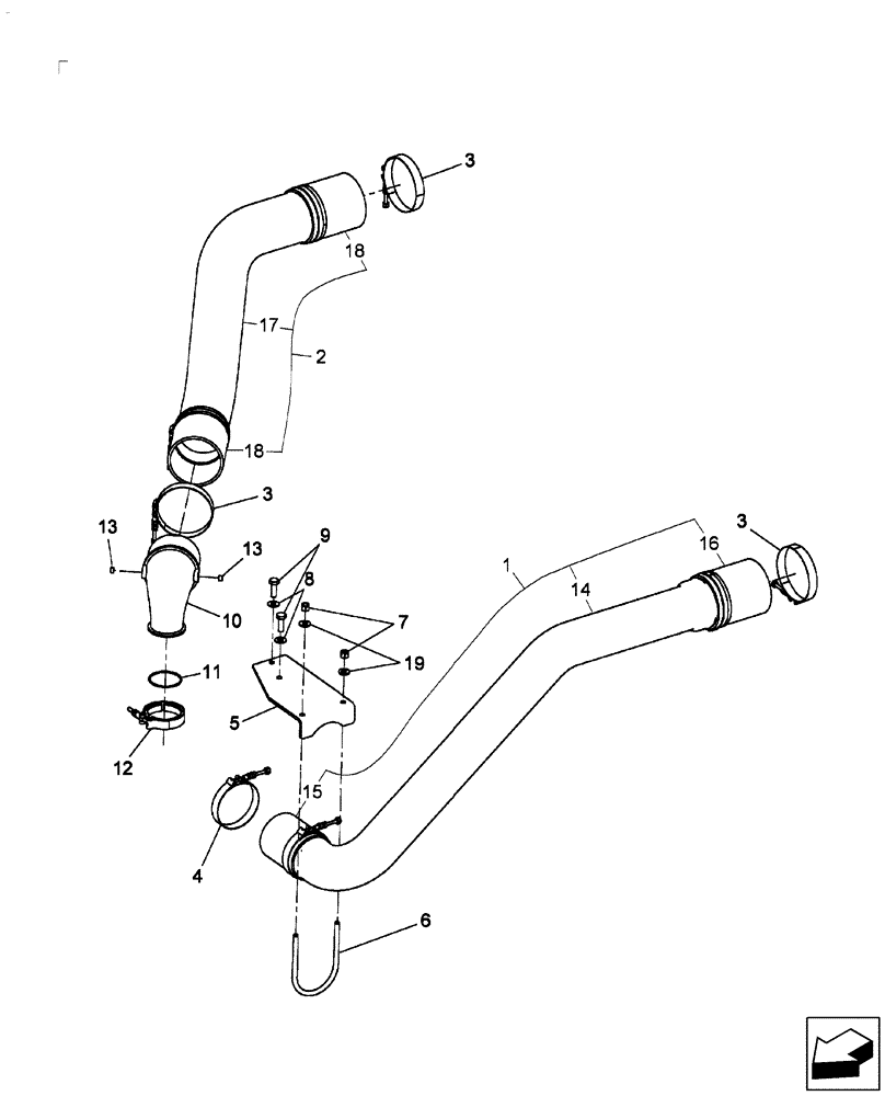 Схема запчастей Case IH 9010 - (10.310.02[01]) - CHARGE AIR CIRCUIT - 7010 (10) - ENGINE