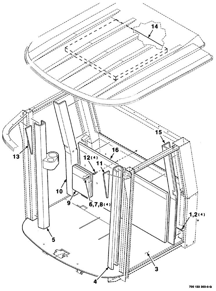 Схема запчастей Case IH 8880HP - (07-032) - UPHOLSTERY ASSEMBLY (90) - PLATFORM, CAB, BODYWORK AND DECALS