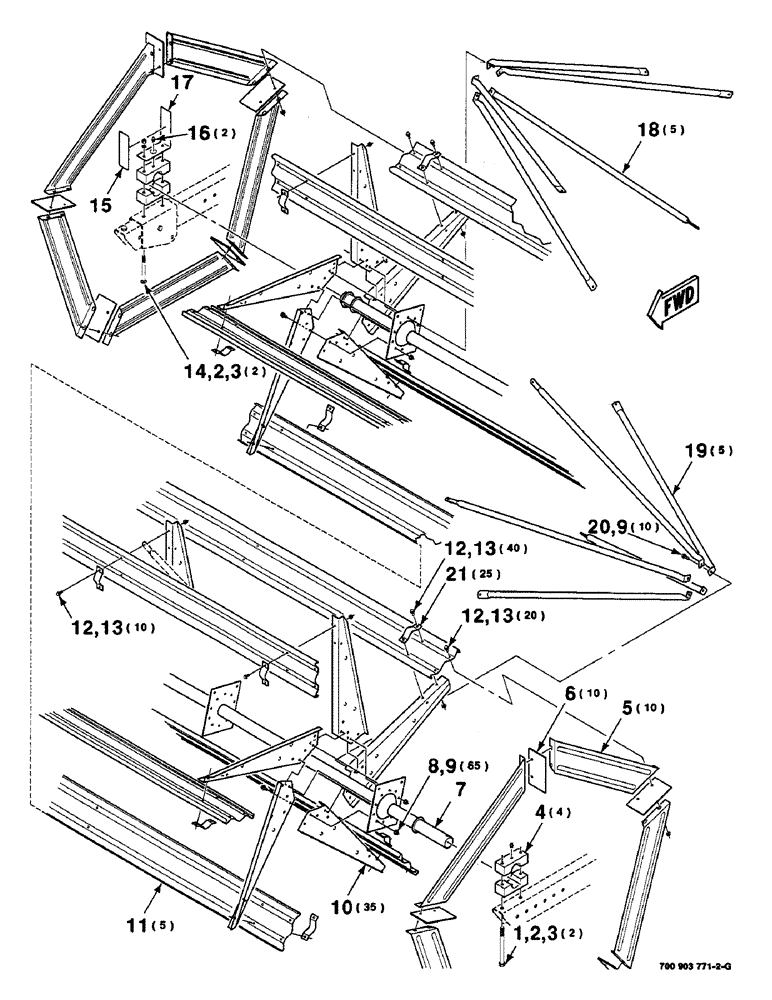 Схема запчастей Case IH 8830 - (3-04) - REEL BAT ASSEMBLY, HEAVY DUTY, 15 FOOT (58) - ATTACHMENTS/HEADERS