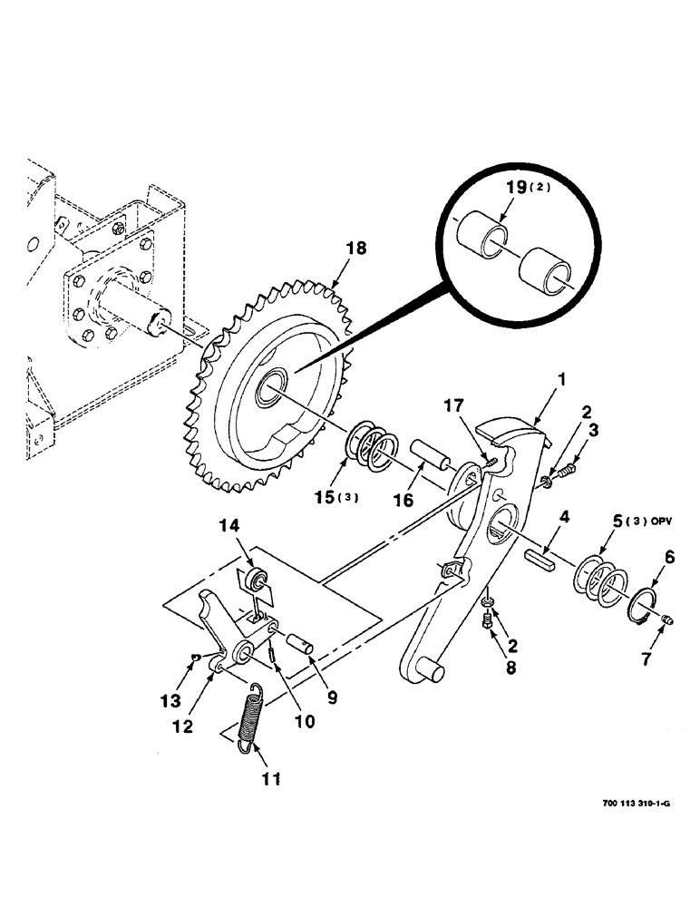 Схема запчастей Case IH 8580 - (06-18) - DRIVE CLUTCH ASSEMBLY, KNOTTER CAM, PRODUCTION KNOTTER (14) - BALE CHAMBER