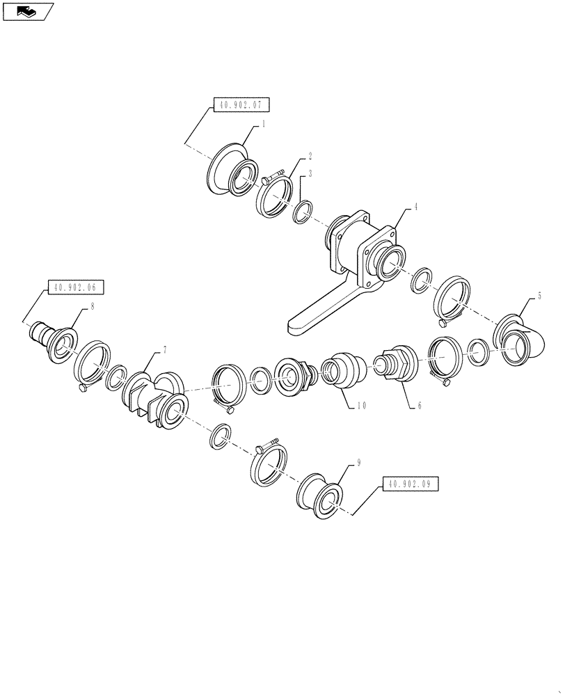 Схема запчастей Case IH 4430 - (40.902.14) - SUCTION FILL PLUMBING, 2" (40 ) - PLUMBING