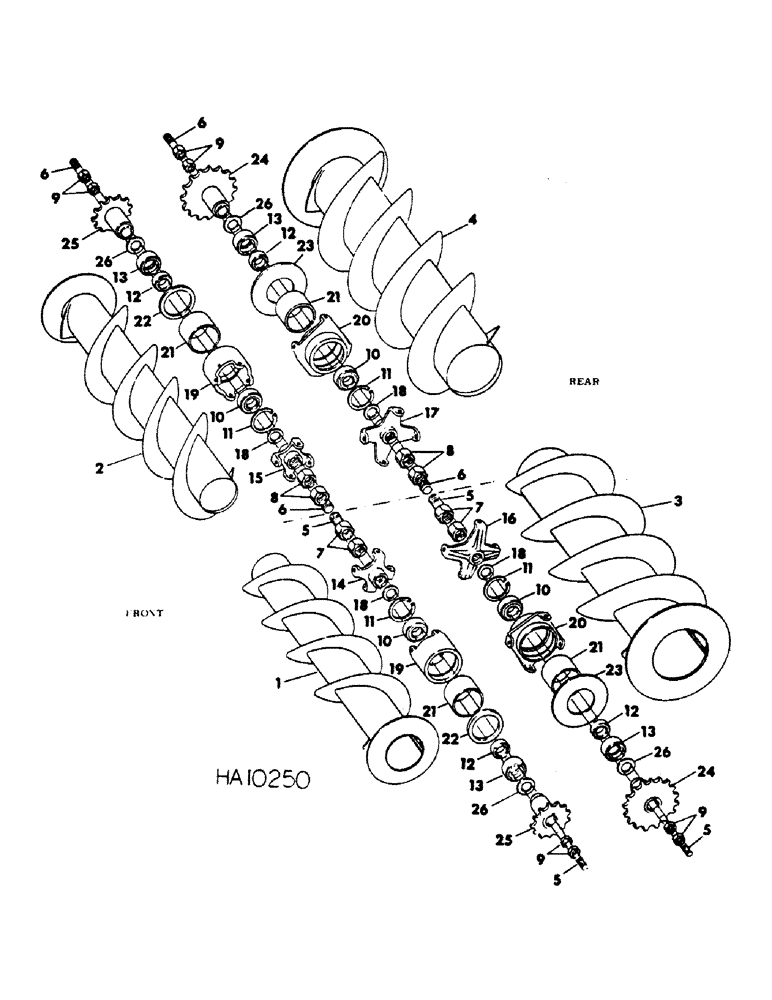 Схема запчастей Case IH DUAL - (C-06) - DUAL AUGER, AUGER AND SHAFTS, WITH FRONT AND REAR AUGER 