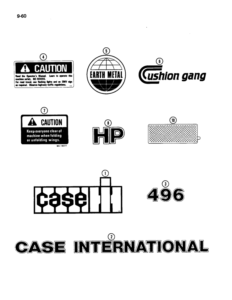 Схема запчастей Case IH 496 - (9-60) - DECALS CASE IH (09) - CHASSIS/ATTACHMENTS