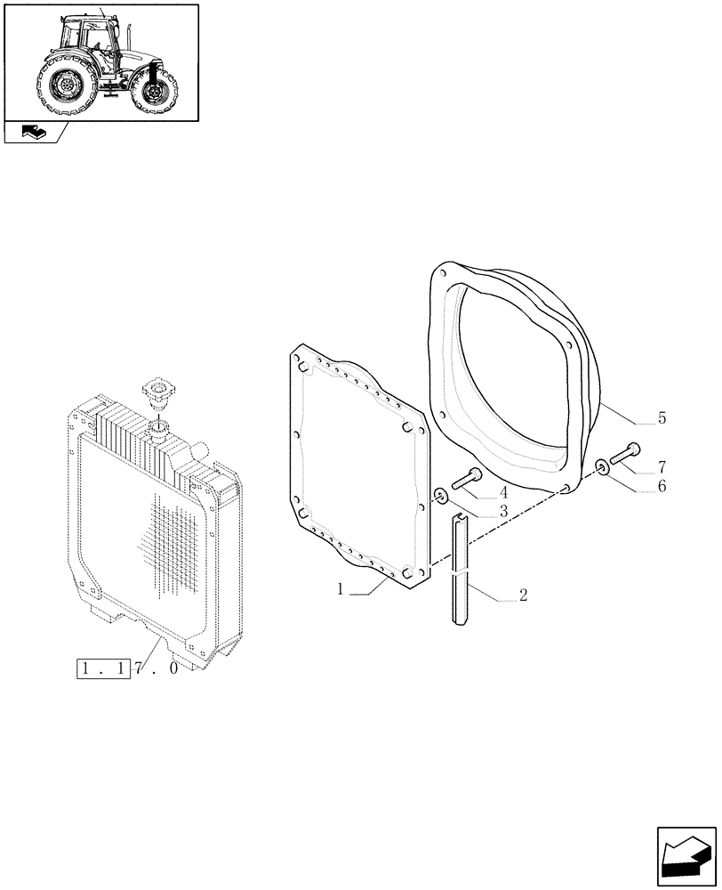 Схема запчастей Case IH FARMALL 90 - (1.17.0/02) - TROPICAL VISCOUS FAN - FAN SHROUD AND CONVEYOR (VAR.333009) (02) - ENGINE EQUIPMENT