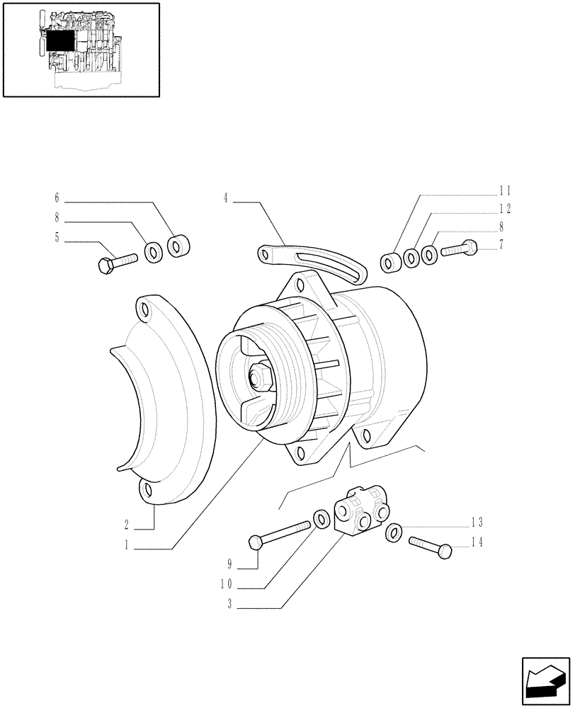 Схема запчастей Case IH JX60 - (0.40.0/01) - (VAR.319-747) TTF ENGINE TIER2 - ALTERNATOR MOUNTING (01) - ENGINE