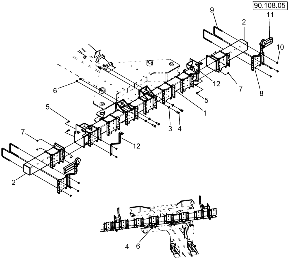 Схема запчастей Case IH 1260 - (39.100.04[03]) - FRAME - SUB BAR 20" (39) - FRAMES AND BALLASTING