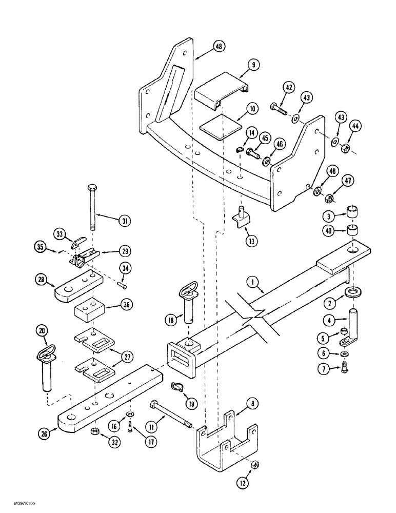Схема запчастей Case IH 9390 - (9-020) - DRAWBAR, EXTENDABLE, IF USED (09) - CHASSIS/ATTACHMENTS