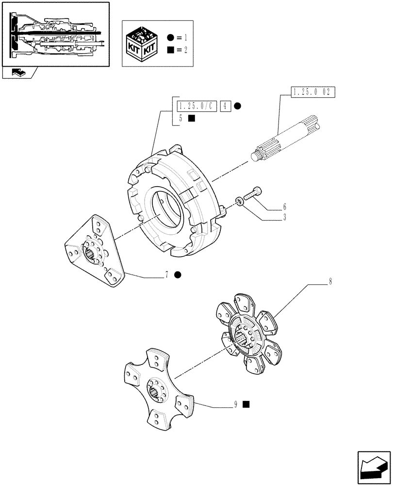 Схема запчастей Case IH FARMALL 70 - (1.25.0/01[01A]) - SINGLE LEVER PTO - CLUTCH - D6859 (VAR.335250) (03) - TRANSMISSION