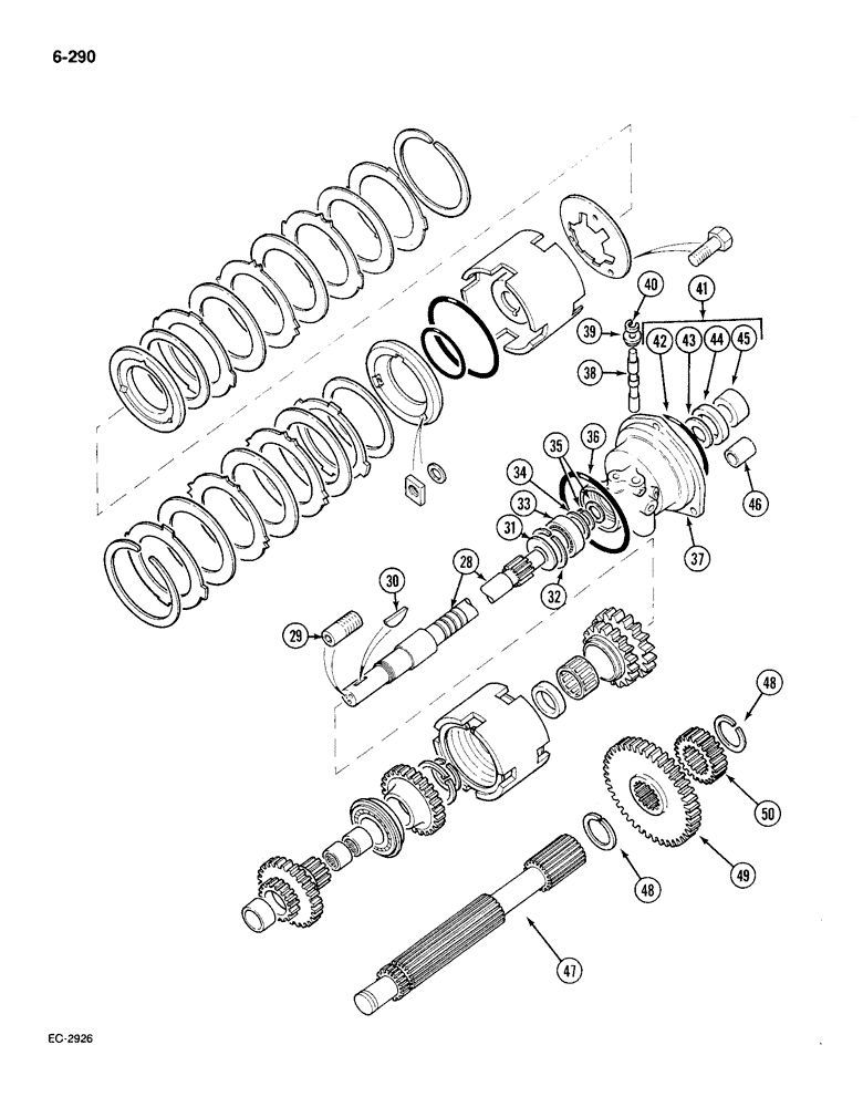 Схема запчастей Case IH 585 - (6-290) - TWO SPEED POWER SHIFT, CONTD (06) - POWER TRAIN