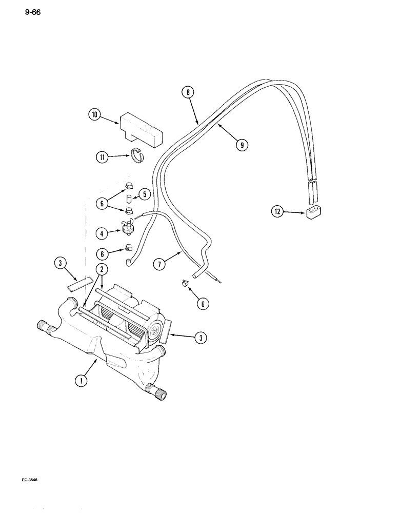 Схема запчастей Case IH 995 - (9-066) - CAB, HEATER PIPES (09) - CHASSIS/ATTACHMENTS