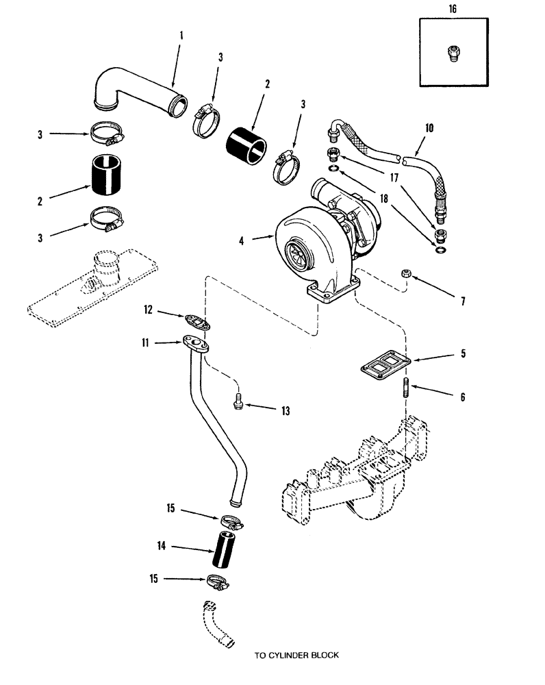 Схема запчастей Case IH 8840 - (10-012) - TURBOCHARGER SYSTEM (10) - ENGINE