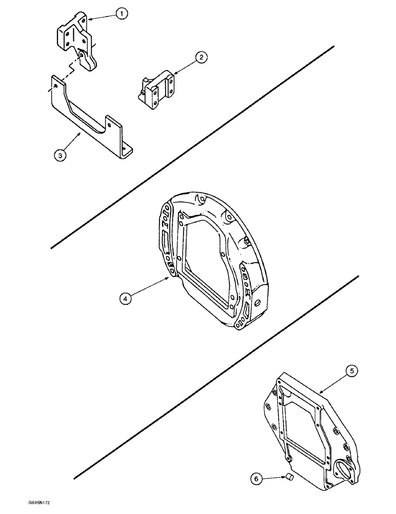 Схема запчастей Case IH D-358 - (6-098) - ENGINE SUPPORTS, 826 & 2826 TRACTORS / FLYWHEEL HOUSING / FLYWHEEL PLATE, 1400 COTTON HARVESTERS 