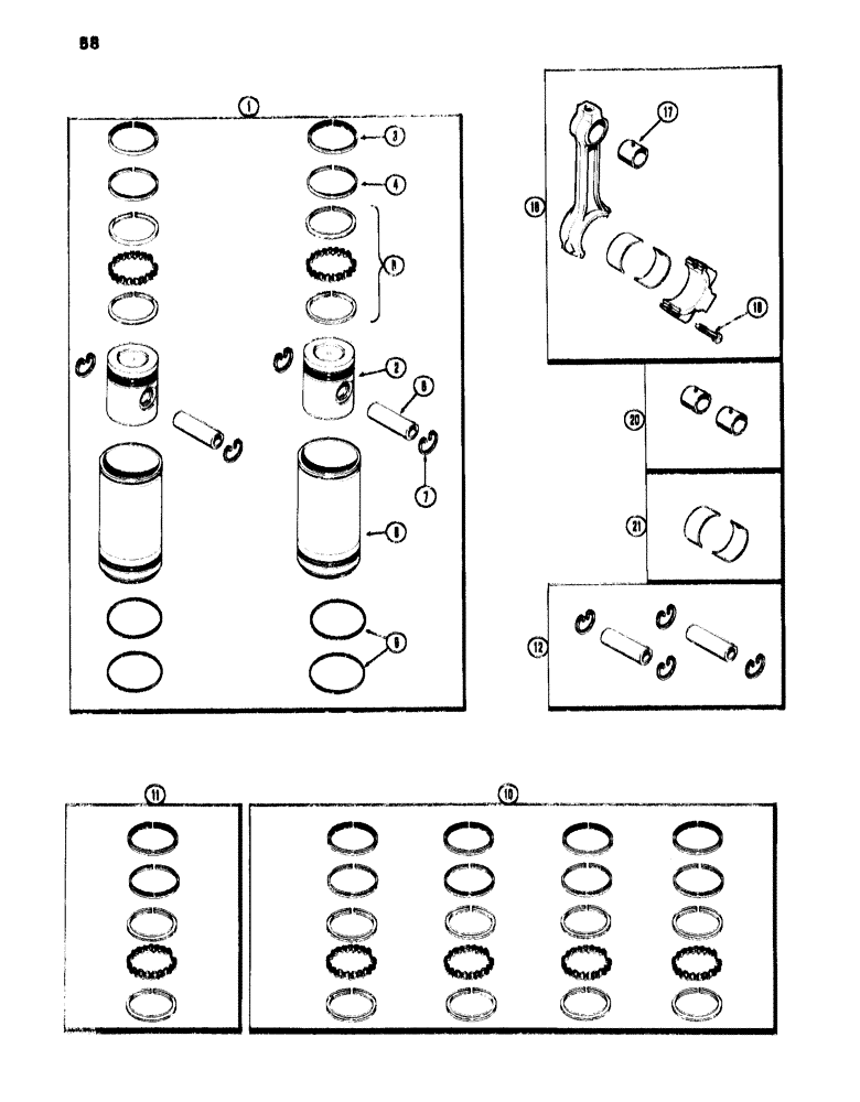 Схема запчастей Case IH 870 - (058) - PISTON ASSEMBLY AND CONNECTING RODS, (301B) SPARK IGNITION ENGINE (02) - ENGINE