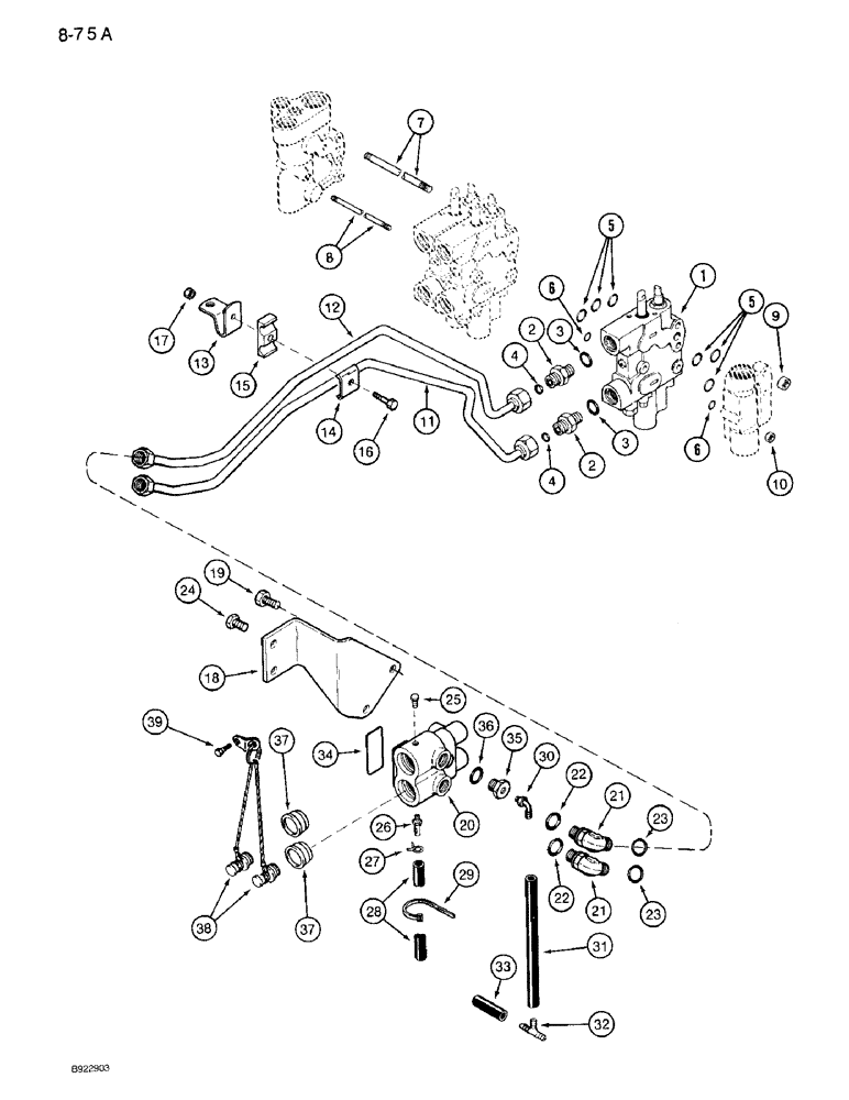 Схема запчастей Case IH 7120 - (8-75A) - THIRD CIRCUIT REMOTE HYDRAULICS, TRANSMISSION SERIAL NUMBER AJB0060500 AND AFTER (08) - HYDRAULICS