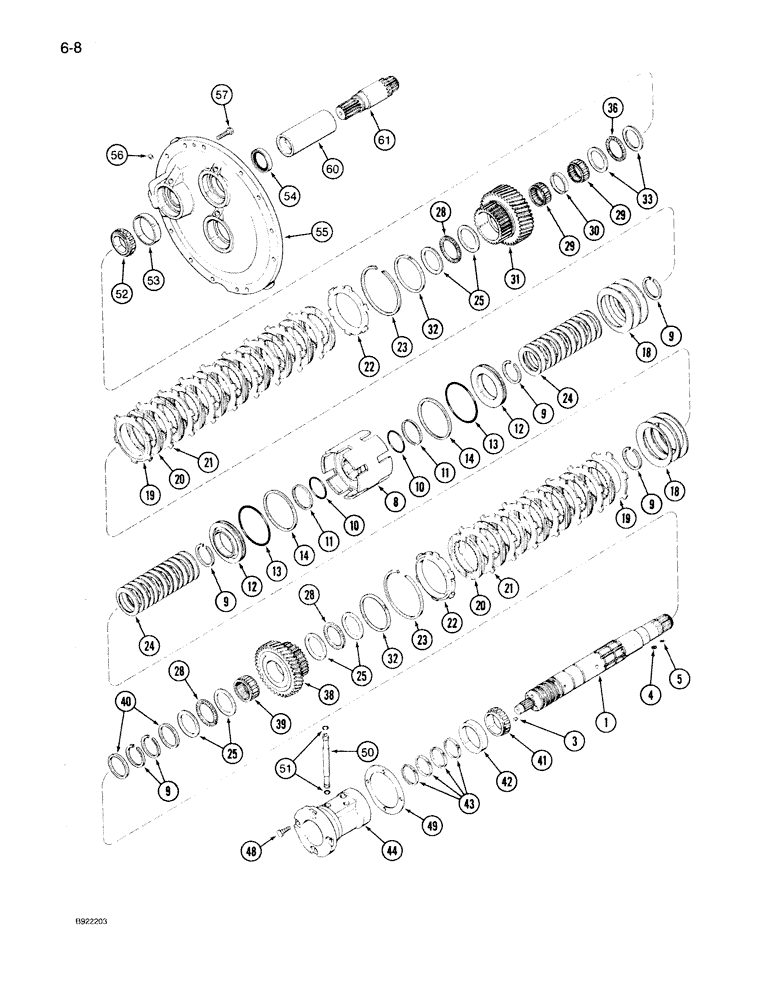 Схема запчастей Case IH 7130 - (6-008) - TRANSMISSION SPEED, INPUT SHAFT WITHOUT CREEPER, PRIOR TO TRANSMISSION S/N AJB0051028 (06) - POWER TRAIN