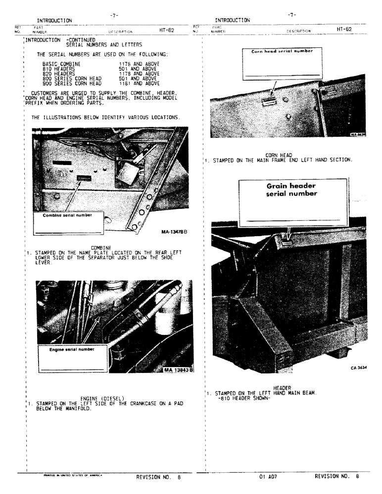 Схема запчастей Case IH 1480 - (00-07) - INTRODUCTION - CONTINUED (00) - GENERAL