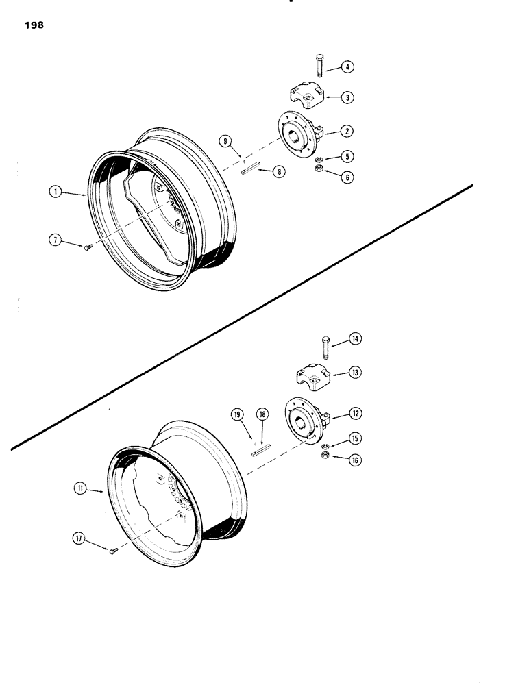 Схема запчастей Case IH 1090 - (198) - DUAL REAR WHEELS WITH 38 INCH RIMS, STAMPED (08) - HYDRAULICS